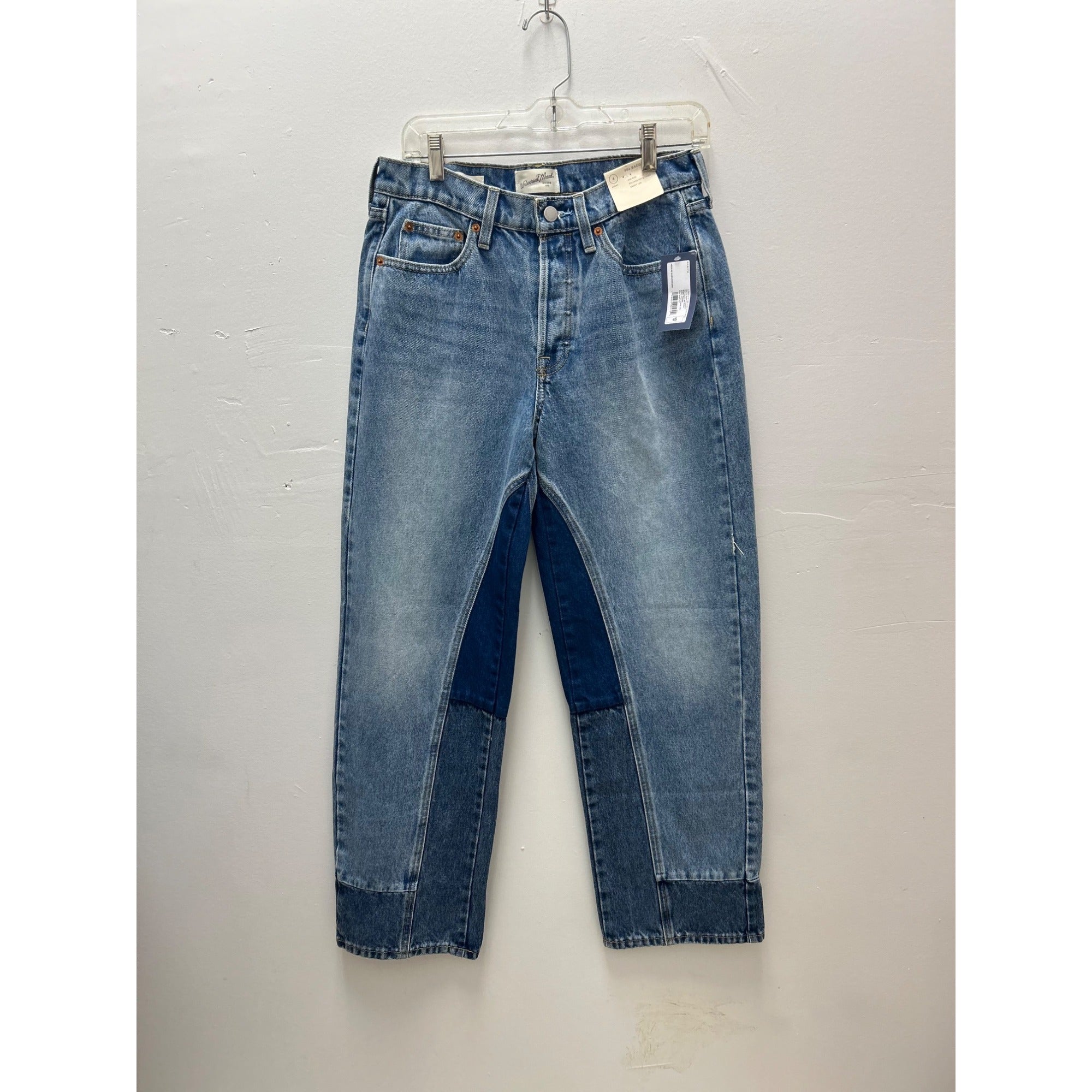 K-200 Universal Thread Women's 4 Short Mid-Rise 90's Baggy Patchwork Jeans Medium Wash