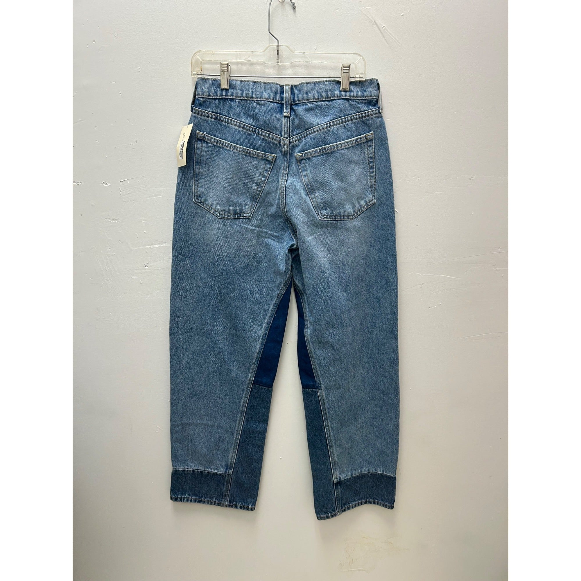K-200 Universal Thread Women's 4 Short Mid-Rise 90's Baggy Patchwork Jeans Medium Wash