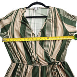 J for Justify Green and Beige Striped Short Sleeves V-Neck Romper Women's Large