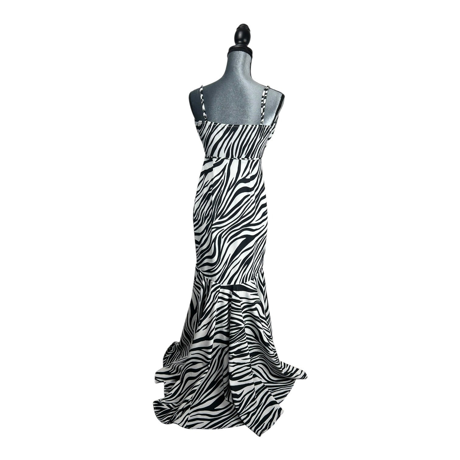 Fashion Nova Zebra Print Maxi Dress Wrap Style Adjustable Straps Flowy Hem Size XS