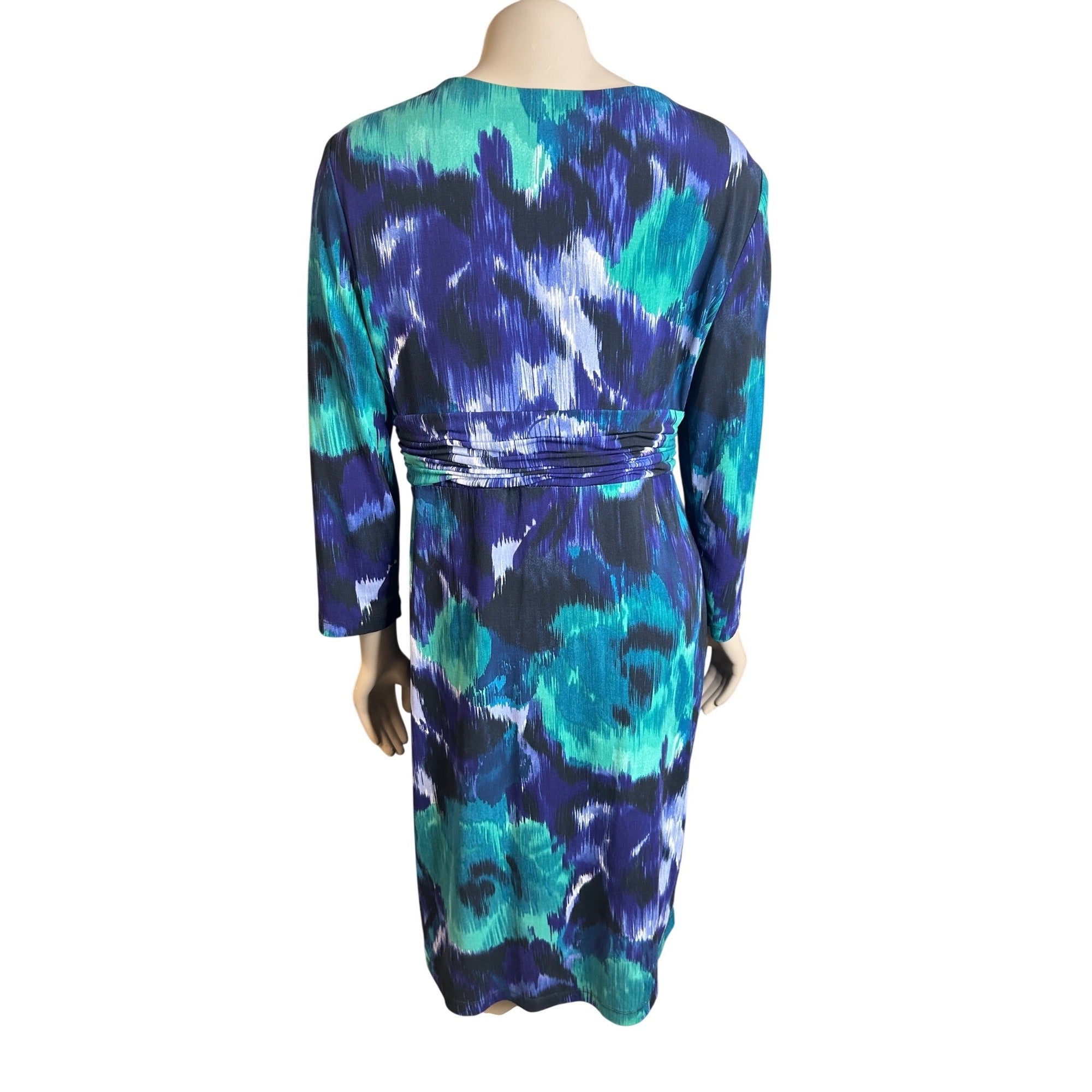 TG-30 Jones New York Women’s Multicolor Abstract Print V-Neck Dress Size 12