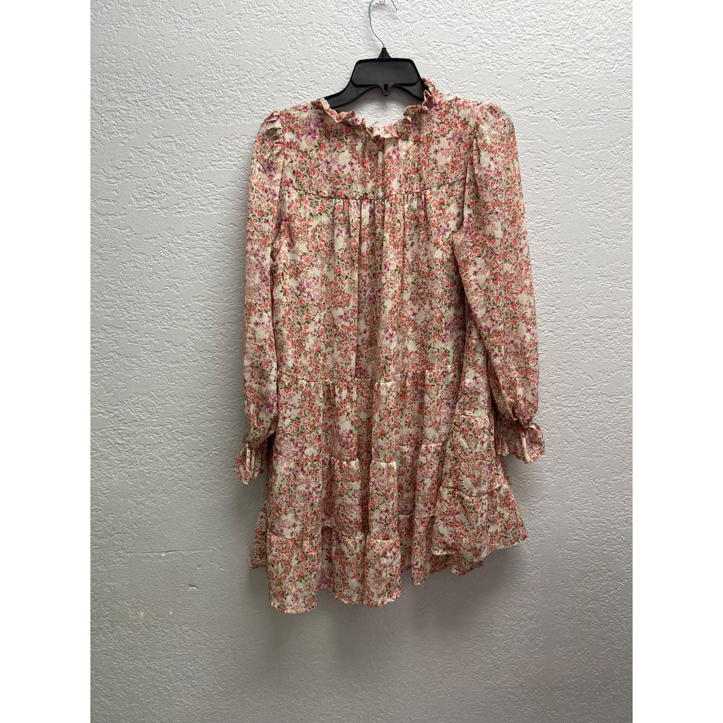 #1049 Floral Ruffled Tiered Dress With Tie Neck By Dress Forum Size S