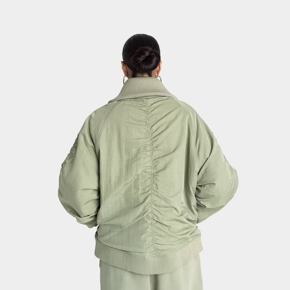 K-242 KBB by Kahlana Ribbed Collar Bomber Jacket Olive Green Size Large