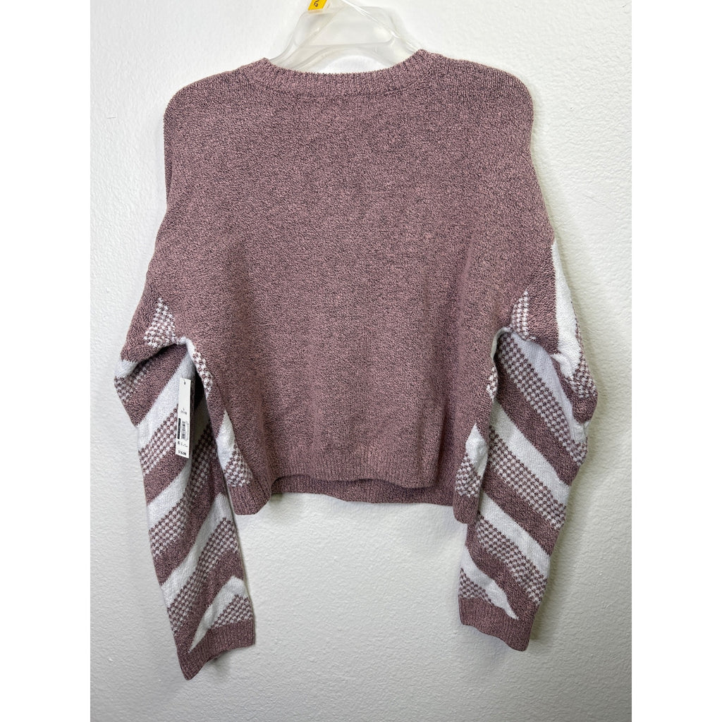 #1081 No Boundaries Pin White Heart Pattern Sweater Size L Long Sleeve Crewneck