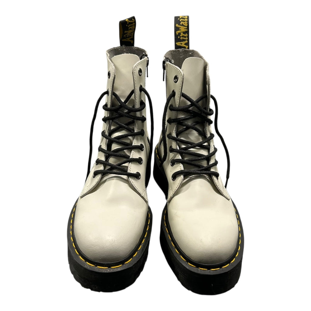 Dr. Martens Women's White Leather Combat Boots With Platform Sole Size 7