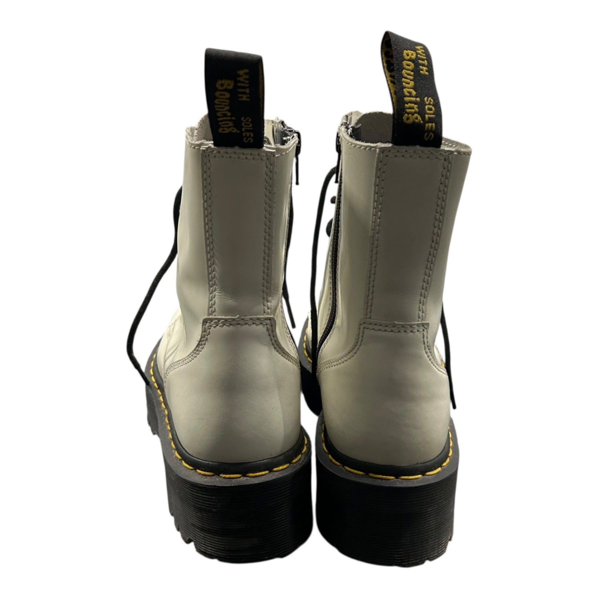 Dr. Martens Women's White Leather Combat Boots With Platform Sole Size 7
