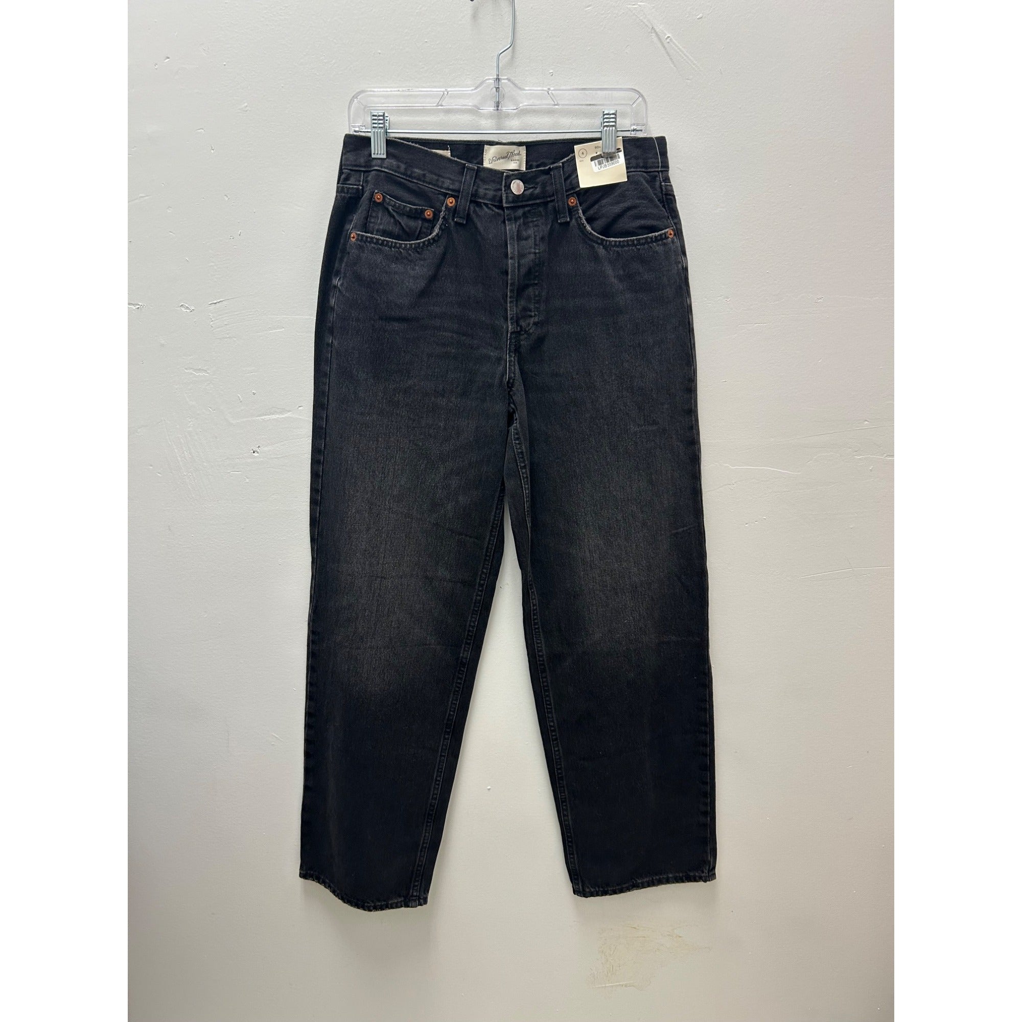 K-198 Universal Thread Women's 4 Mid-Rise 90's Baggy Denim Jeans Washed Black