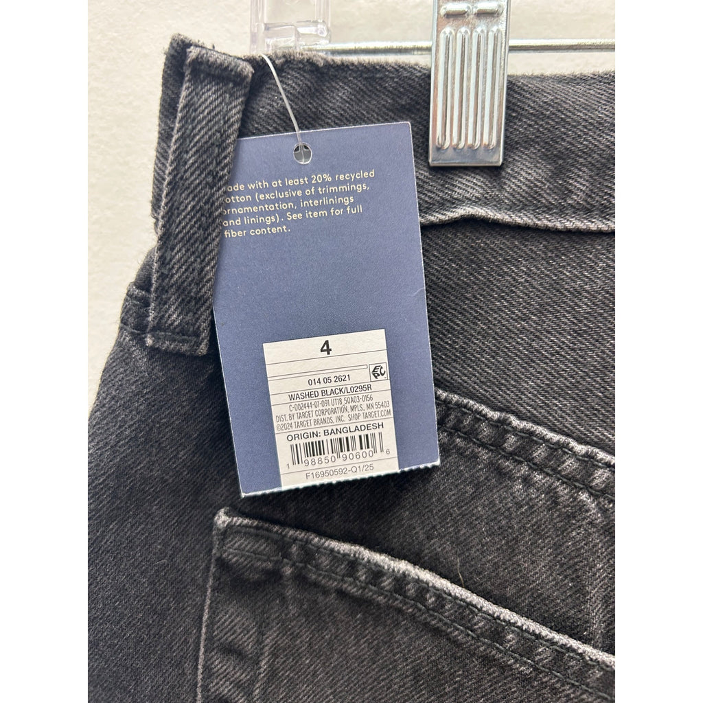 K-198 Universal Thread Women's 4 Mid-Rise 90's Baggy Denim Jeans Washed Black