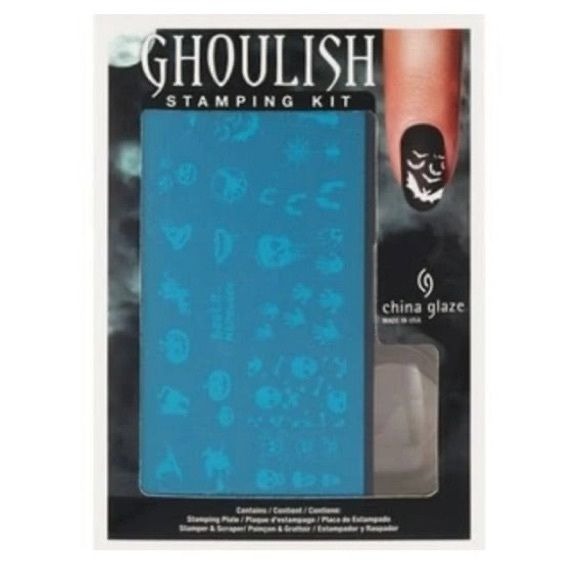 China Glaze GHOULISH Nail Art Stamping Kit with Plate, Stamper & Scraper