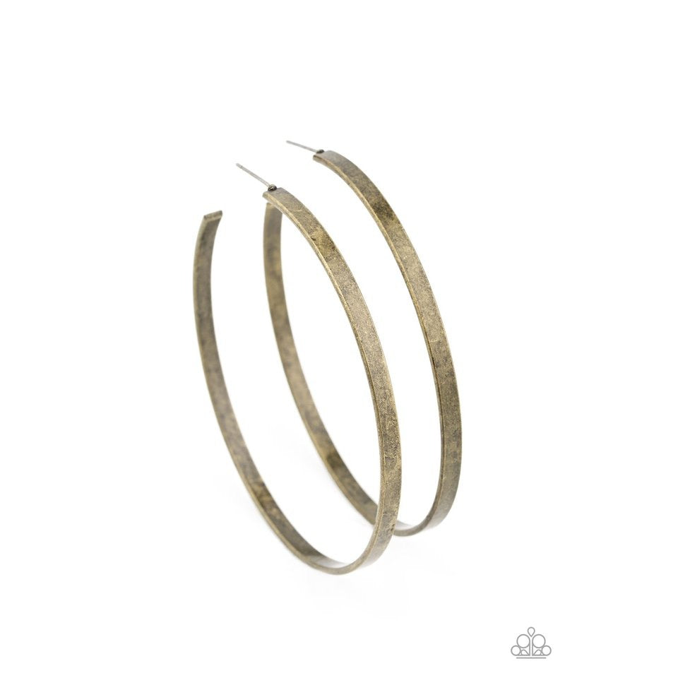 Lean Into The Curves Brass Hoop Earrings by Paparazzi