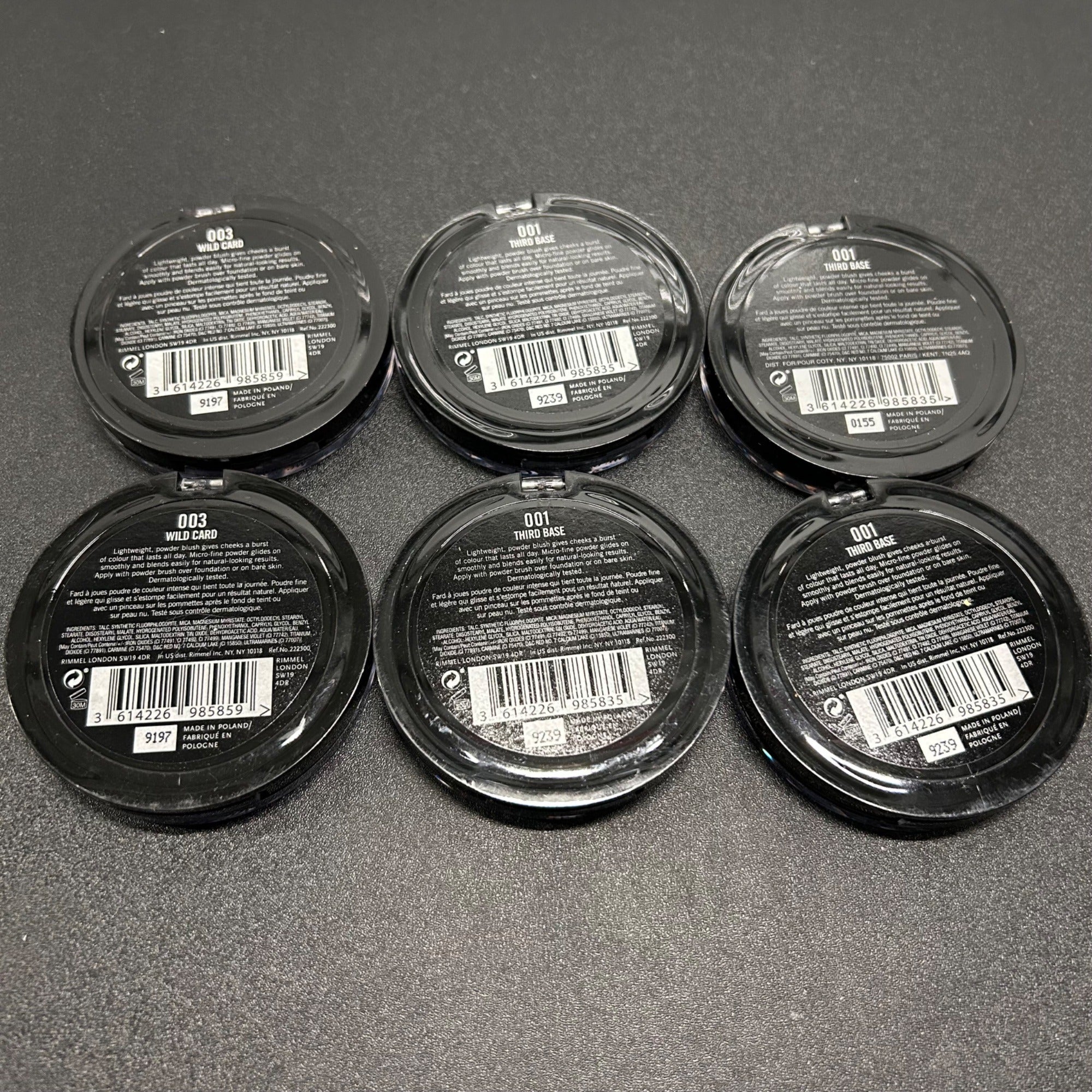 Rimmel Maxi Blush Set Of 6 Shades 001 003 Powder Blush Makeup 0.31 Oz Each
