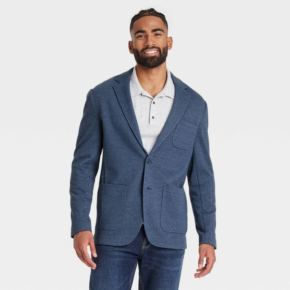 K-115 Goodfellow & Co Men's Comfort Wear Knit Blazer Fighter Pilot Blue Size XXL