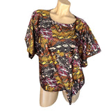 Andrew Marc New York Women's Size XS Multicolor Snack Print Blouse NWT