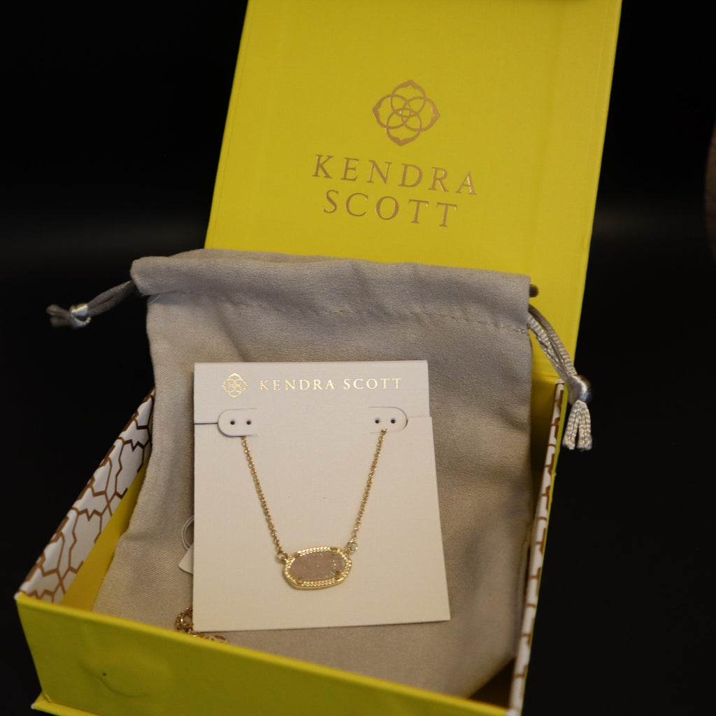 Kendra Scott Elisa Pendant Necklace- Gold  Iridescent Drusy