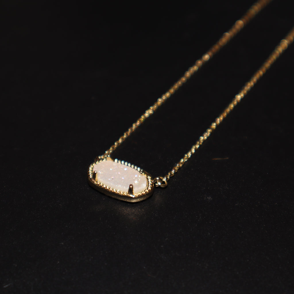 Kendra Scott Elisa Pendant Necklace- Gold  Iridescent Drusy
