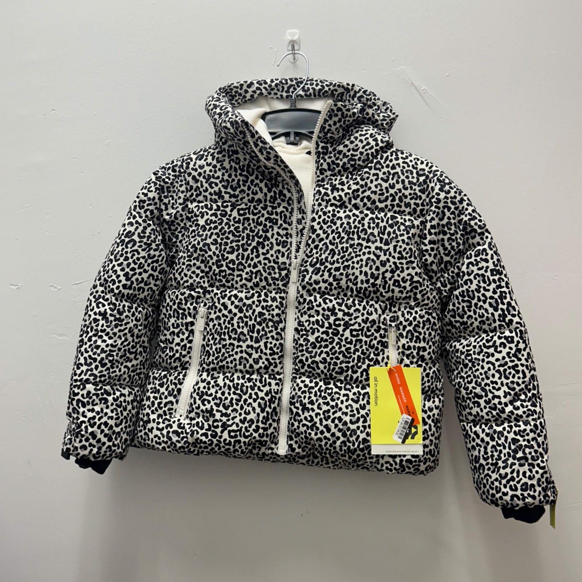 K-172 All in Motion Leopard Print Puffer Jacket Cream Girls' Size Small