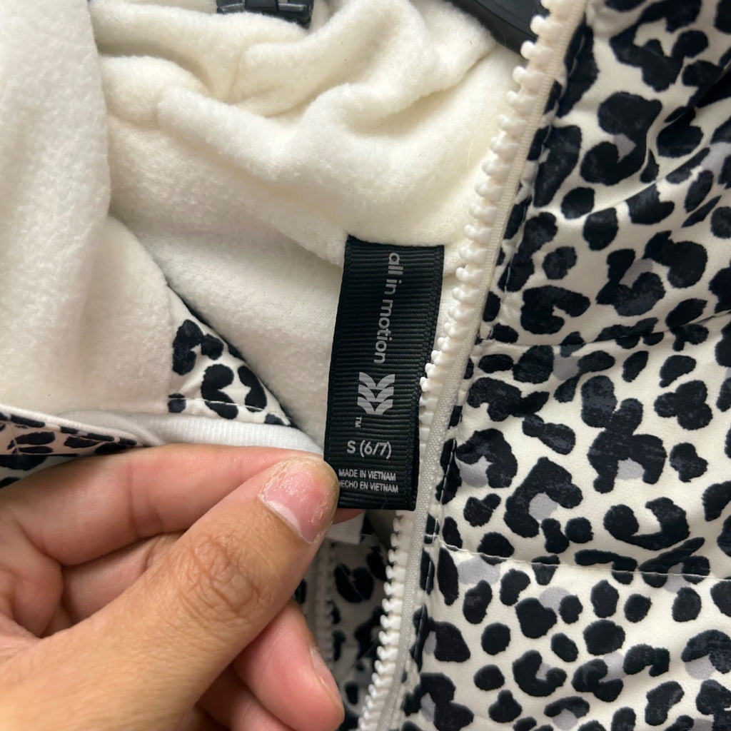 K-172 All in Motion Leopard Print Puffer Jacket Cream Girls' Size Small