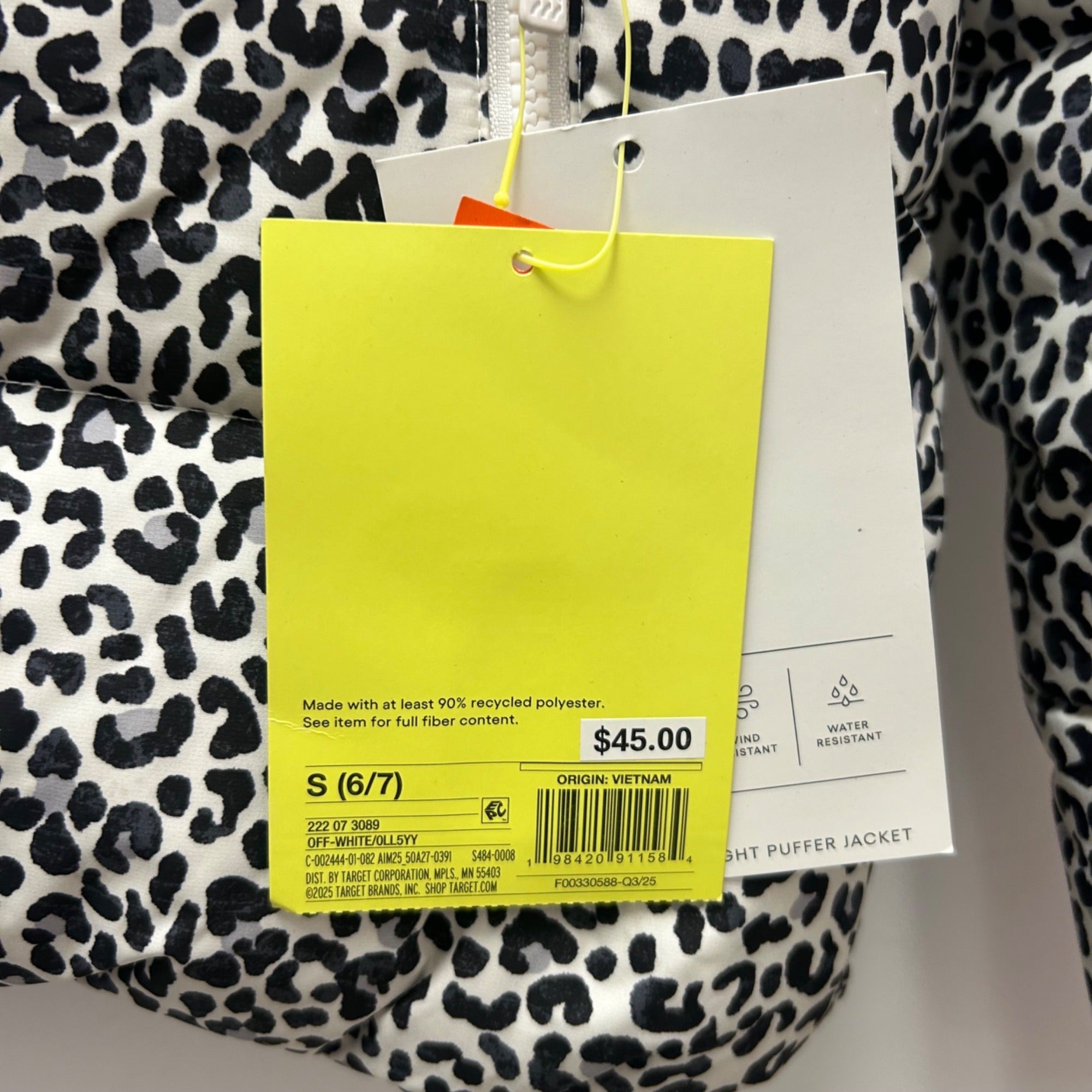 K-172 All in Motion Leopard Print Puffer Jacket Cream Girls' Size Small