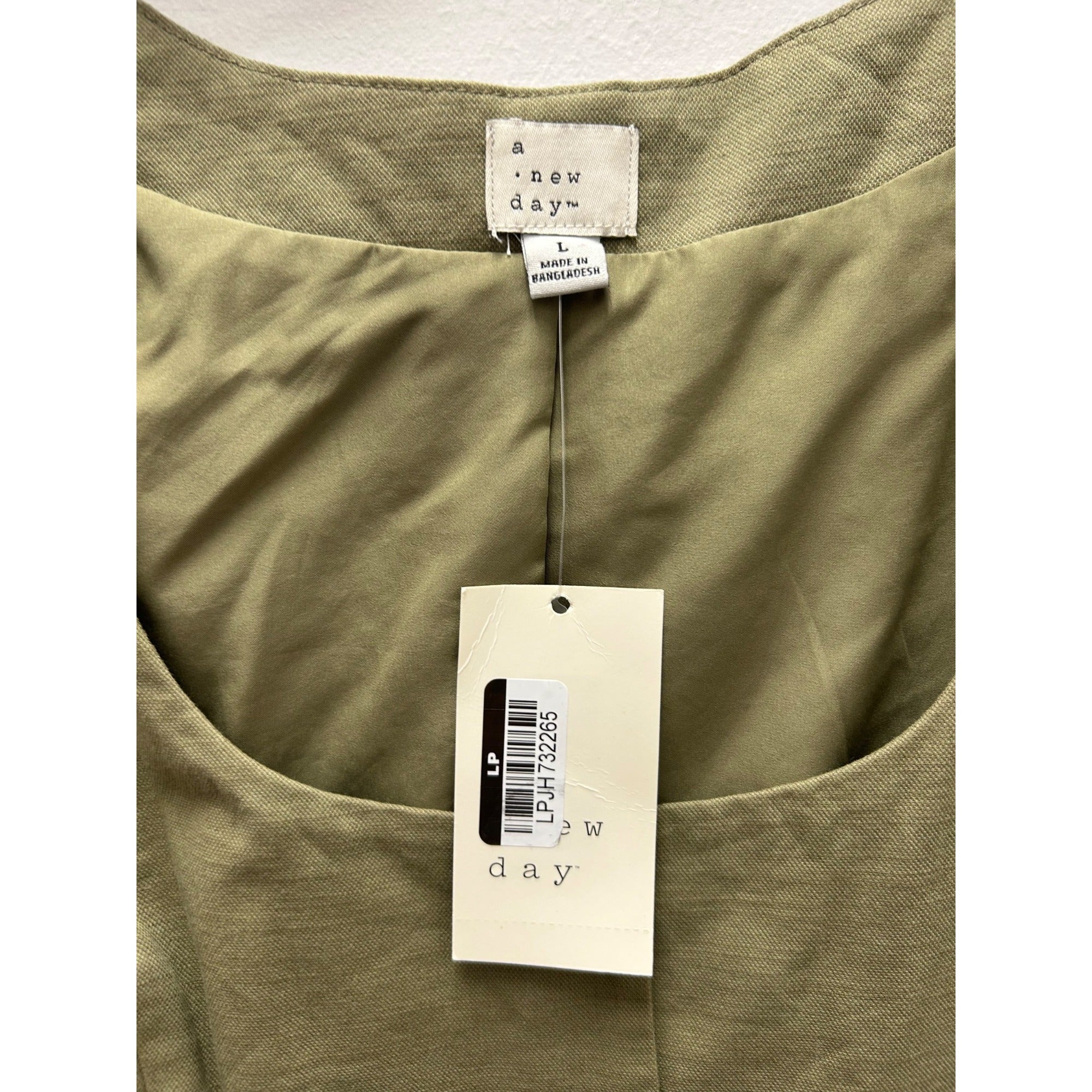 K-226 A New Day Sleeveless Casual Button-Front Vest Olive Green Women's Size XXL