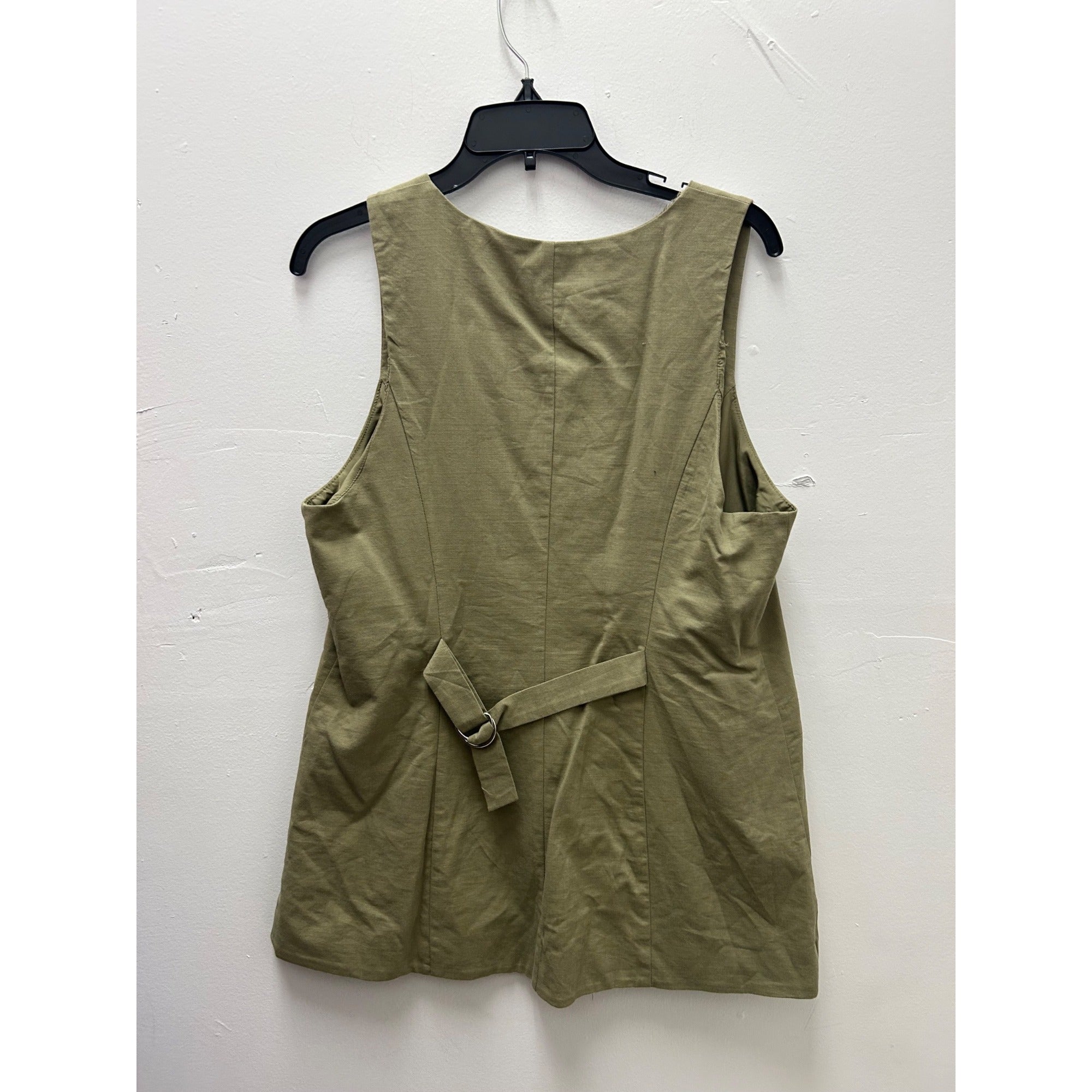 K-226 A New Day Sleeveless Casual Button-Front Vest Olive Green Women's Size XXL