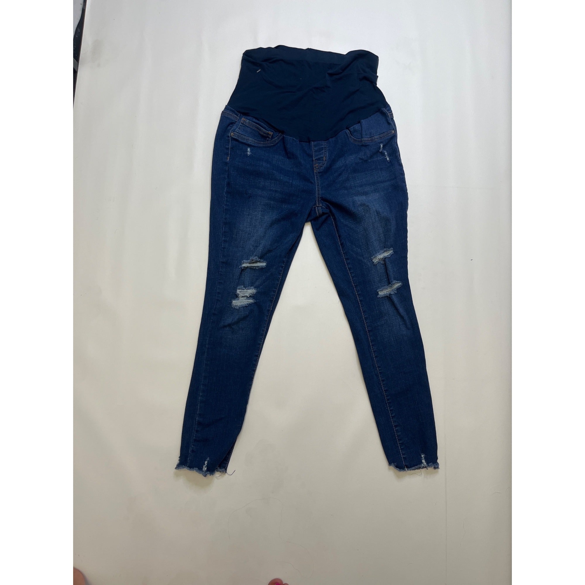 Simple Society Maternity XL Dark Blue Distressed Skinny Jeans