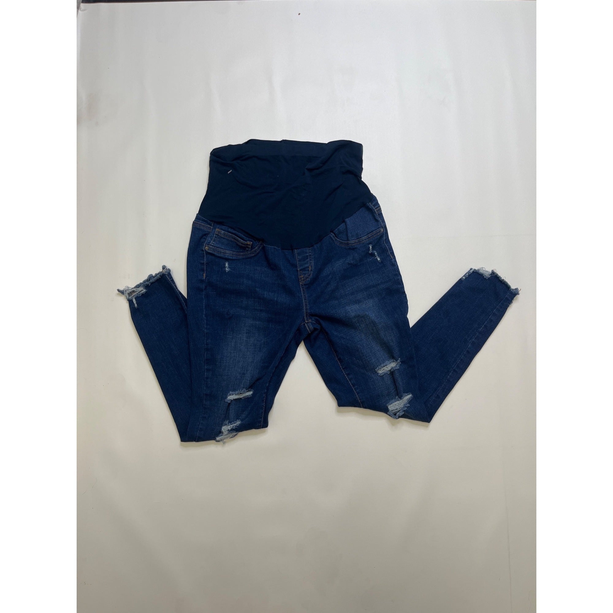 Simple Society Maternity XL Dark Blue Distressed Skinny Jeans