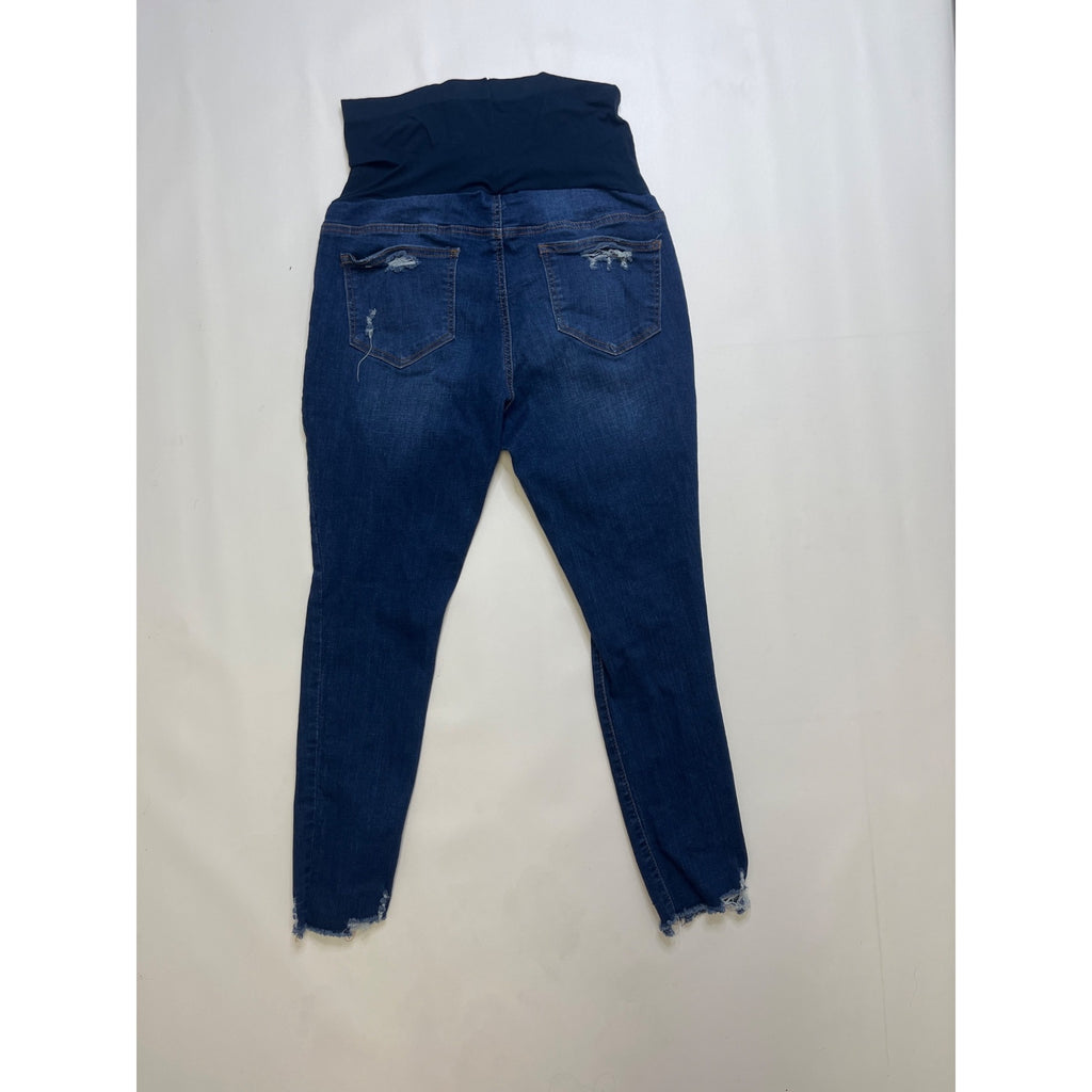 Simple Society Maternity XL Dark Blue Distressed Skinny Jeans