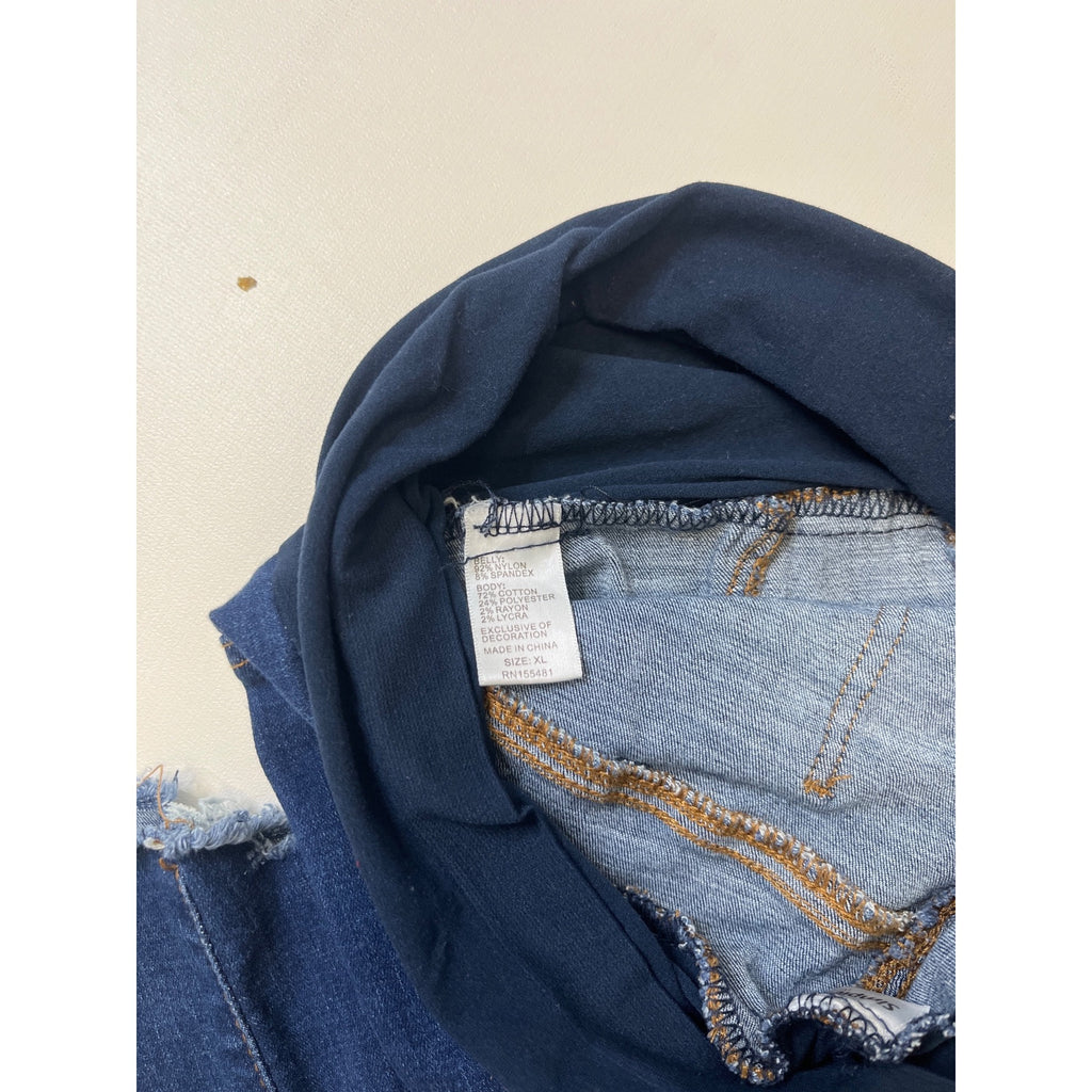 Simple Society Maternity XL Dark Blue Distressed Skinny Jeans