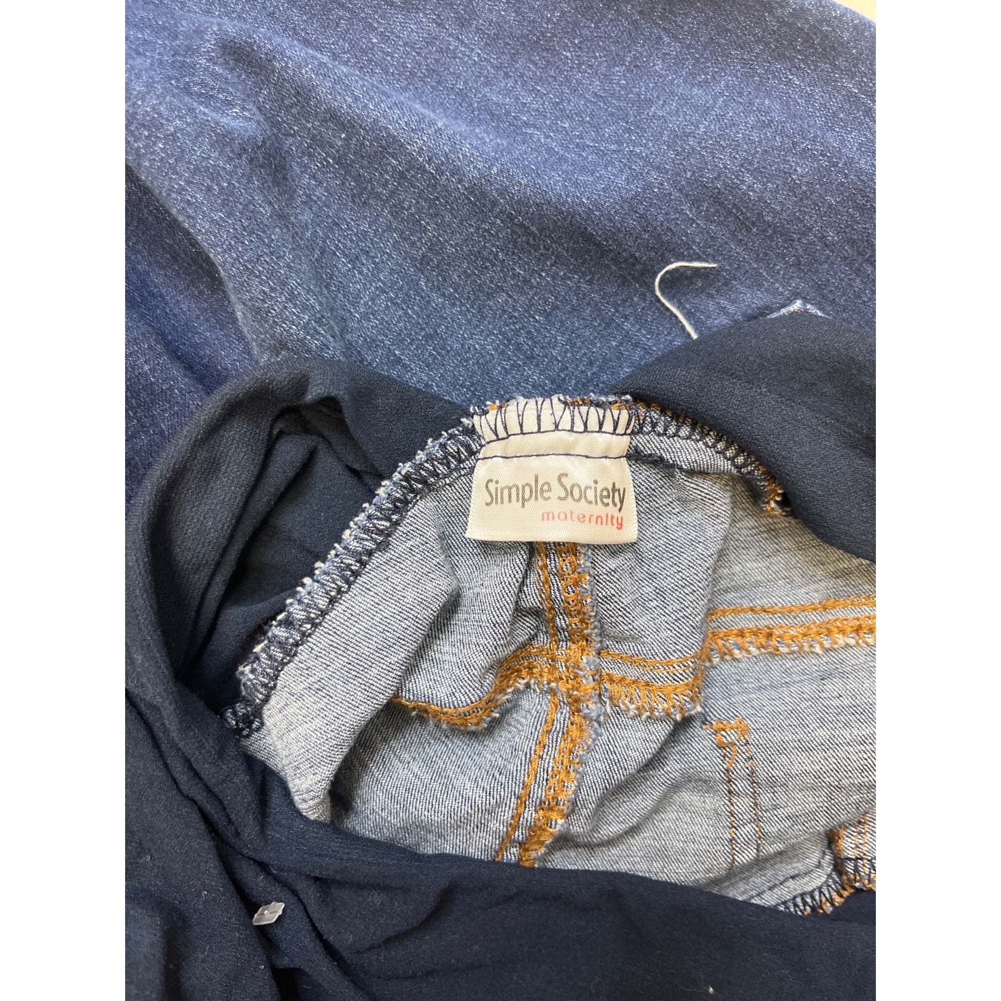 Simple Society Maternity XL Dark Blue Distressed Skinny Jeans