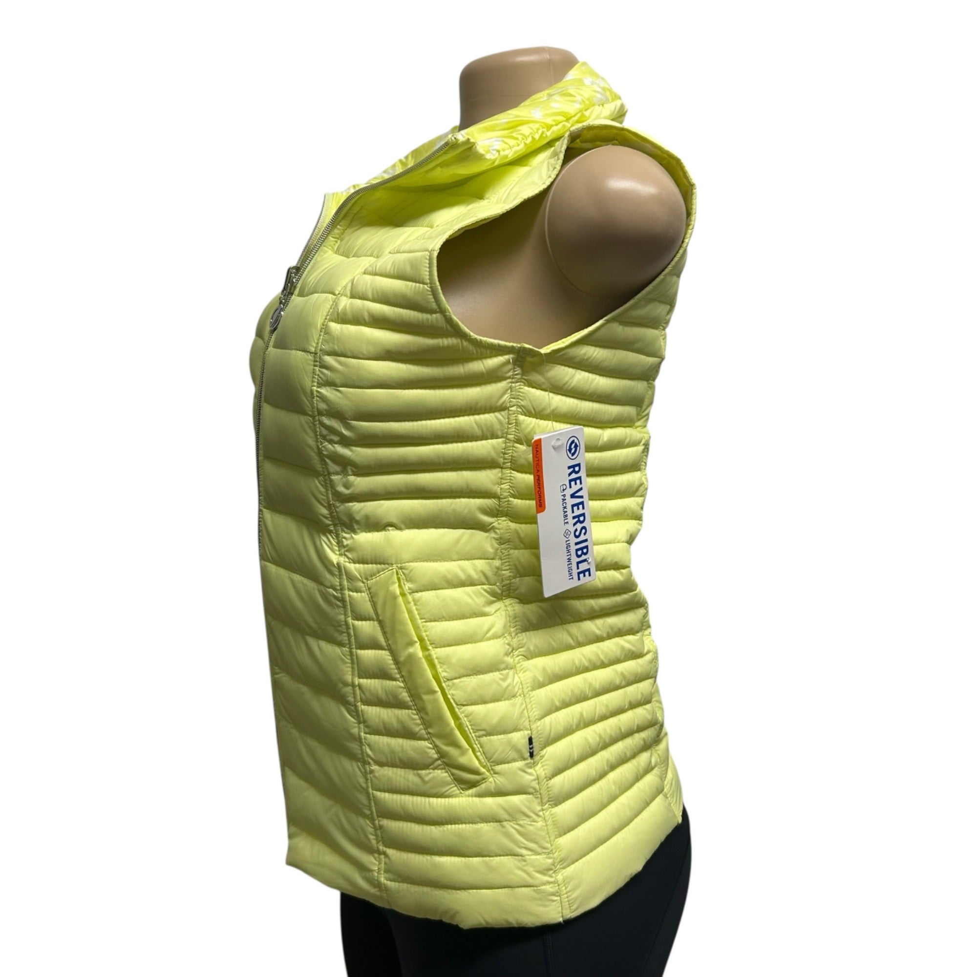 TG-8 Nautica Size Small Packable Lightweight Reversible Lime Green Puffer Vest