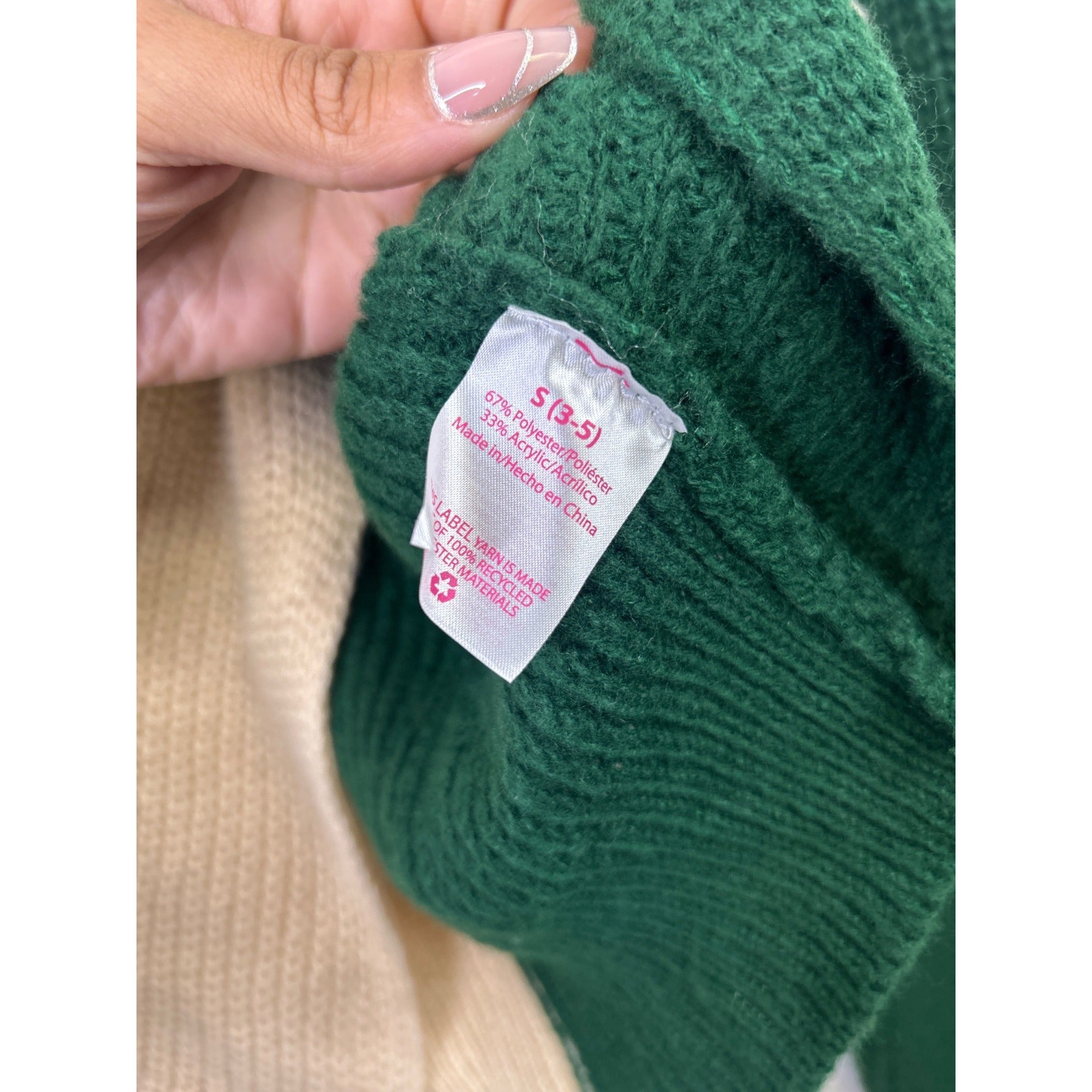 #1079 Colorblock Knit Sweater With Twist Back Green & Beige No Boundaries Size S