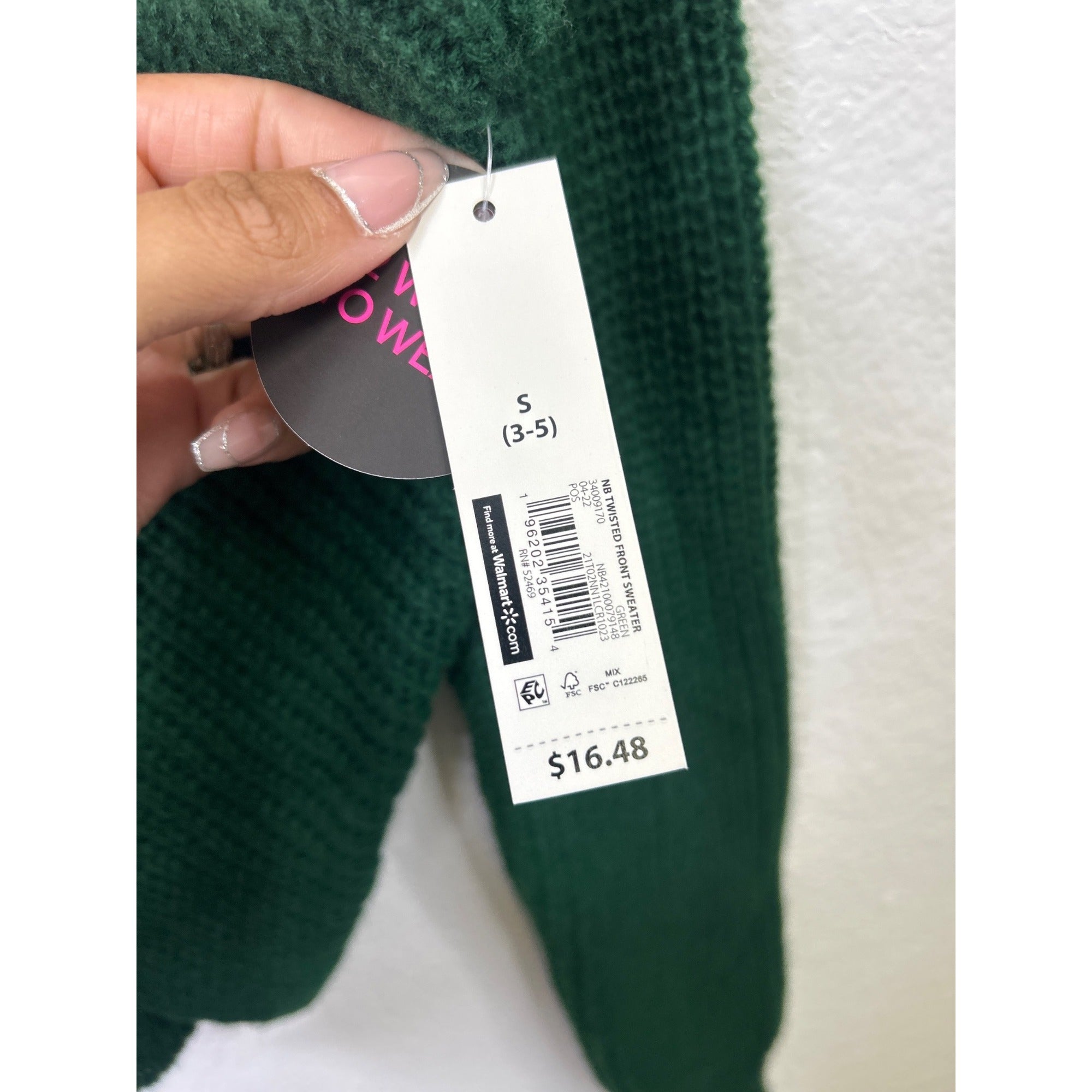 #1079 Colorblock Knit Sweater With Twist Back Green & Beige No Boundaries Size S