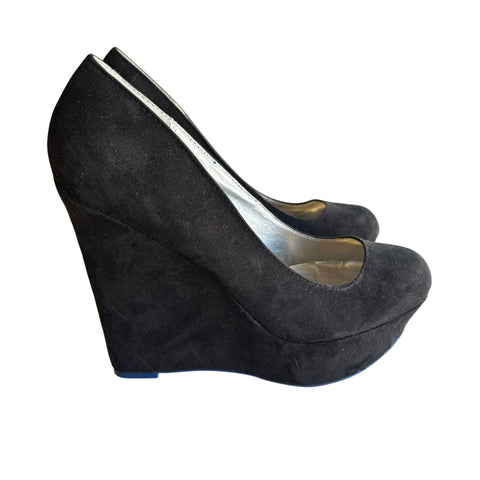 Black Suede Wedge Pumps By Qupid Size 7