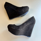 Black Suede Wedge Pumps By Qupid Size 7