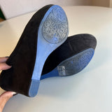 Black Suede Wedge Pumps By Qupid Size 7