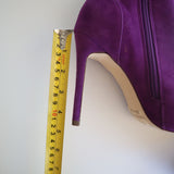 Liliana Purple Suede Stiletto Heel Ankle Boots With Gold Lace Detail Size 7