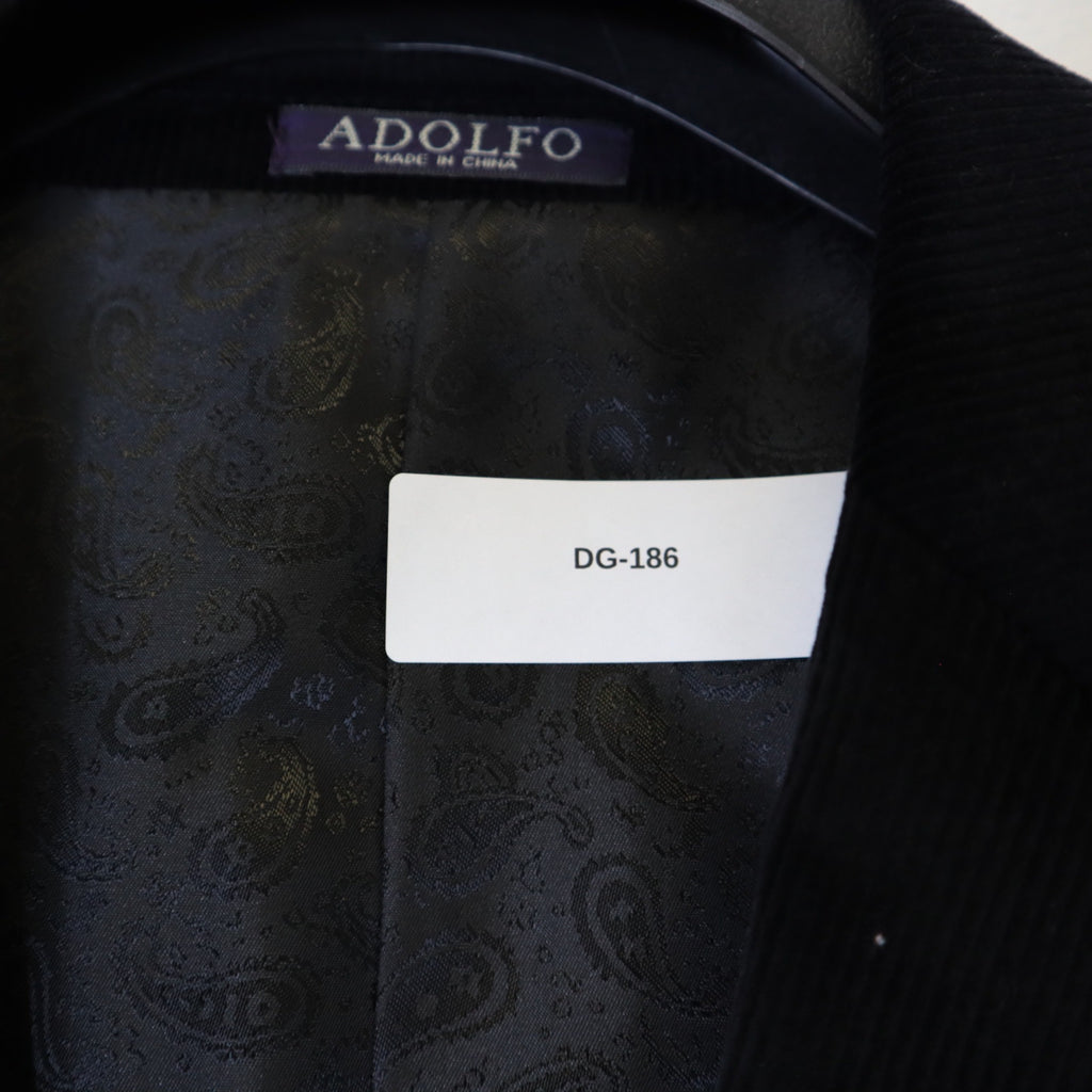 DG-186 Adolfo Mens Size 42S Black Corduroy Blazer With Paisley Lining