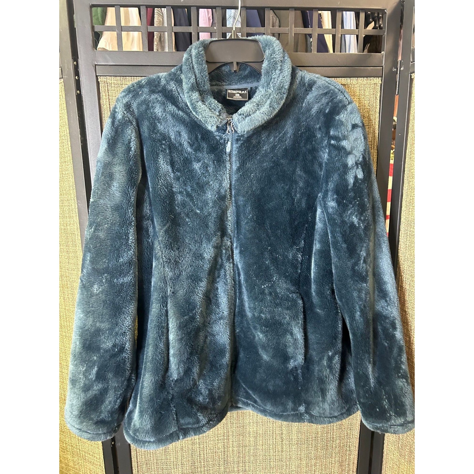#1019 32 Degrees Heat Women's XL Plush Fleece Jacket In Deep Teal