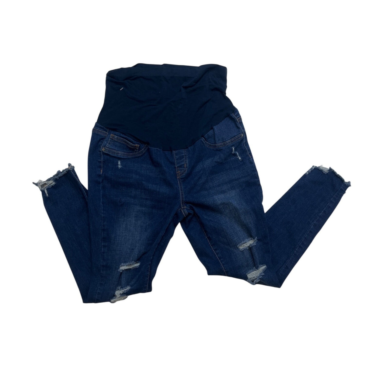 Simple Society Maternity XL Dark Blue Distressed Skinny Jeans