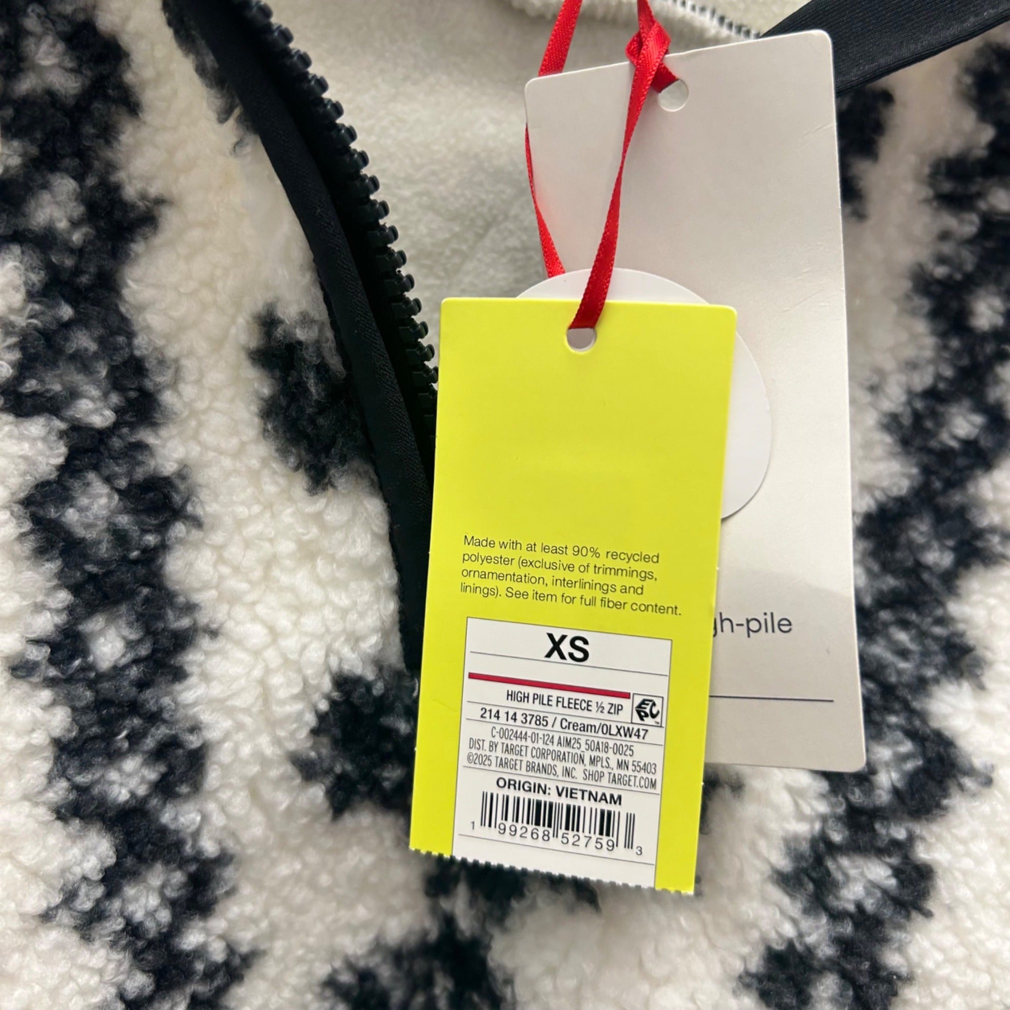 K-152 All In Motion XS High Pile Fleece Jacket Cream & Black Pattern Half-Zip