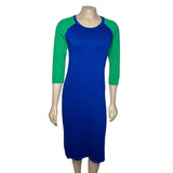 Sonnet James A Play Dress Women's Size XS Blue, Green Midi T-Shirt Dress