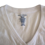 Lucky Brand White V-Neck Short Sleeves T-Shirt Men’s Size Small