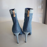 Cape Robbin Denim Stiletto High Heel Ankle Boots W/ Zigzag Design Women's Size 7