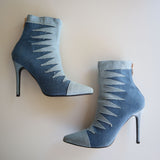 Cape Robbin Denim Stiletto High Heel Ankle Boots W/ Zigzag Design Women's Size 7