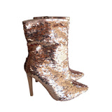 Bella Marie Sequin Stiletto Ankle Boots With Side Zipper Women's Size 7.5