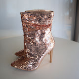 Bella Marie Sequin Stiletto Ankle Boots With Side Zipper Women's Size 7.5