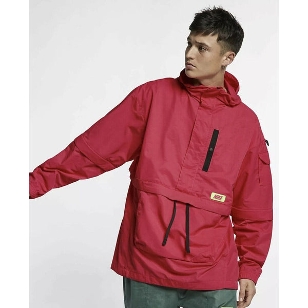 Nike NSW X Quest Anorak Red Orange Windbreaker Jacket w/ Hoodie Unisex Size XXS