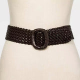 Universal Thread Brown Wide Covered Buckle Woven Braided Belt Size Large