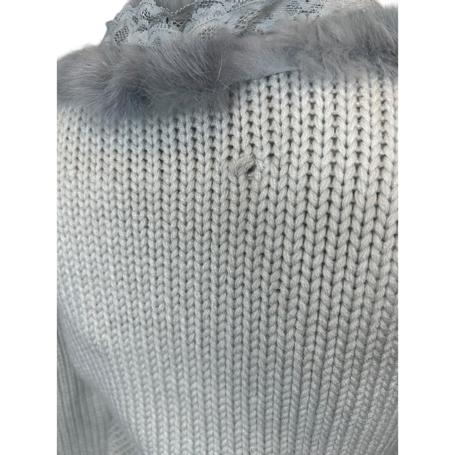 TG-2 Marc Jacobs Women's Size 6 Faux Fur Trim Cardigan in Smoke Gray