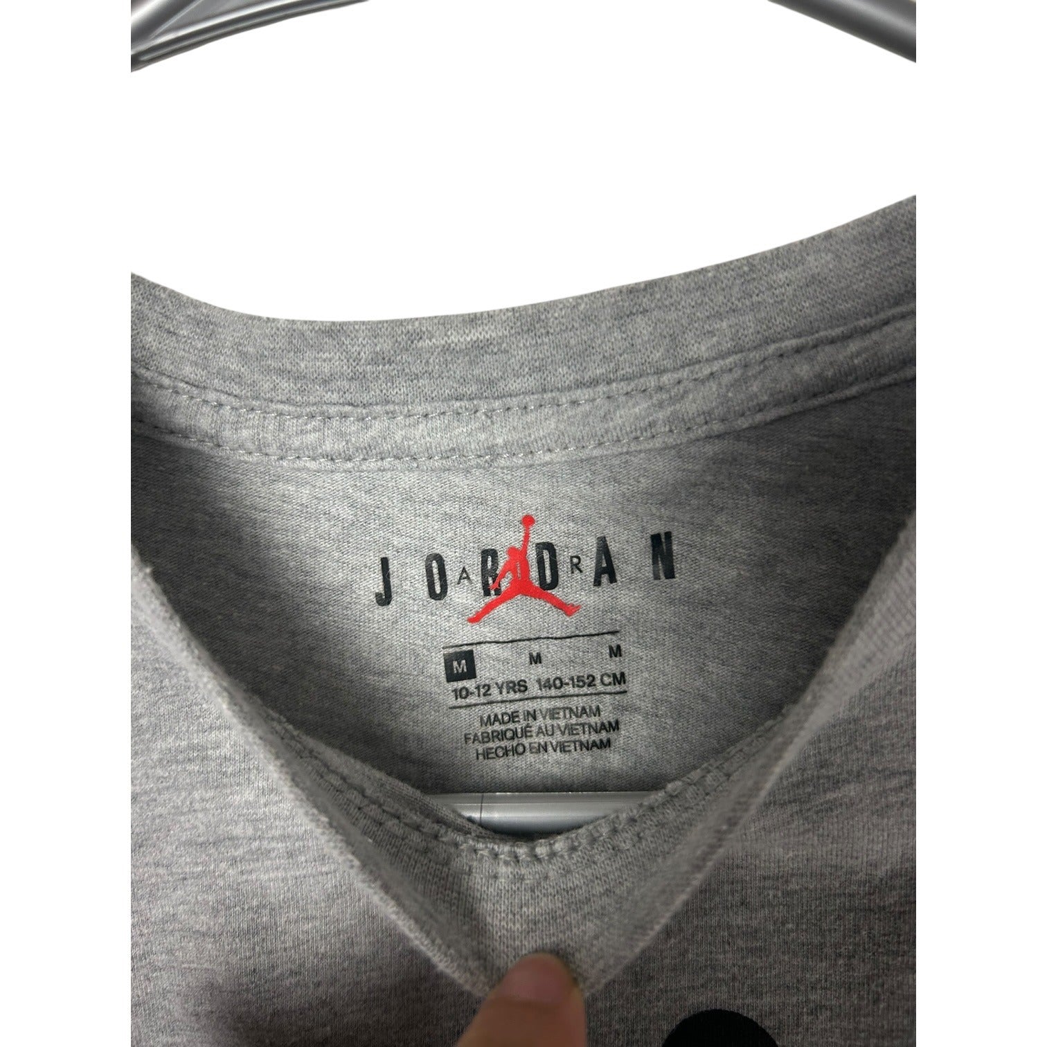 Jordan Kids Grey Flight Logo Short Sleeve Crewneck T-Shirt Medium 10-12 Years